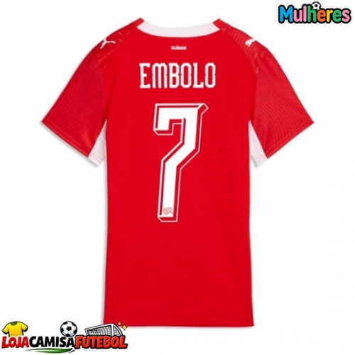 Camisa de Futebol Suíça Breel Embolo #7 Equipamento Principal Mulheres Mundo 2026 Manga Curta